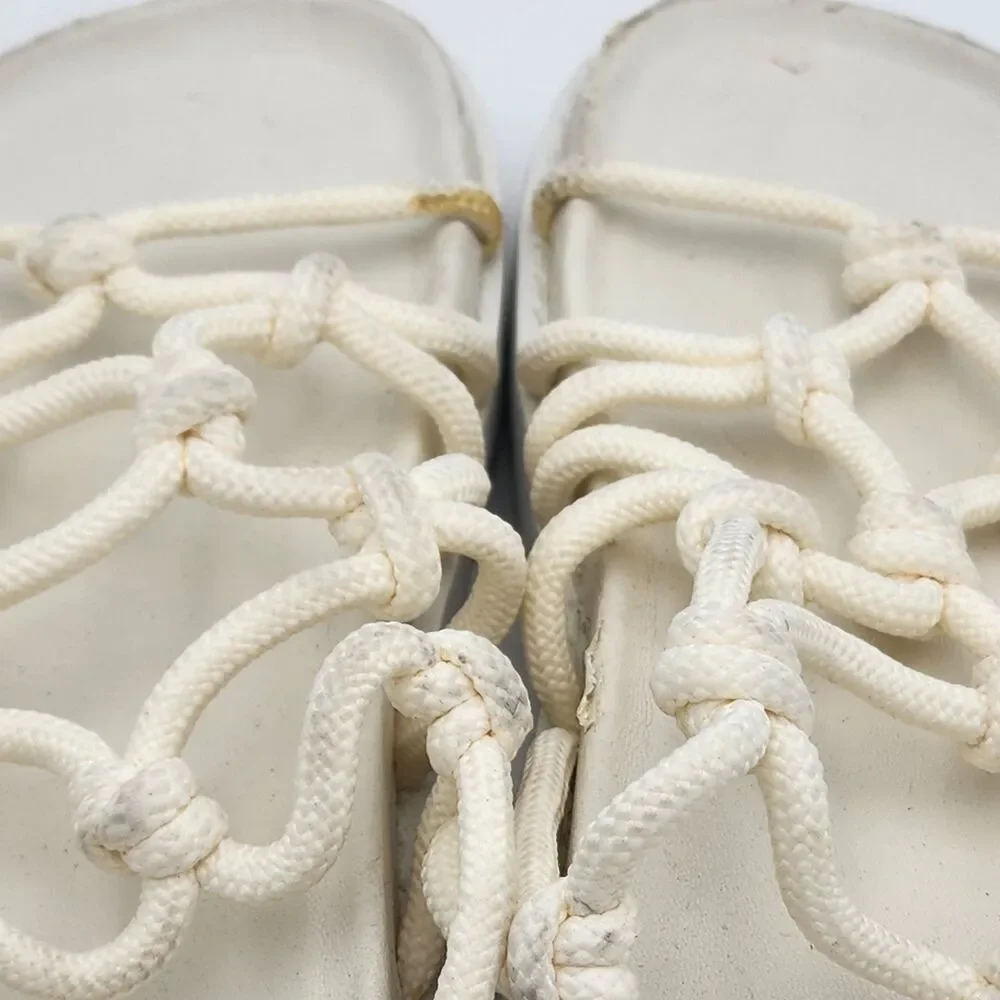 ASOS Design Fizzle Chunky Rope Sandals Platform Wrap Around White Size 7 US 5 UK